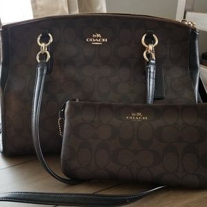 Brown/Black Coach Purse and matching wallet